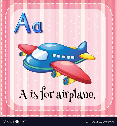 Flashcard Alphabet A Is For Airplane Royalty Free Vector