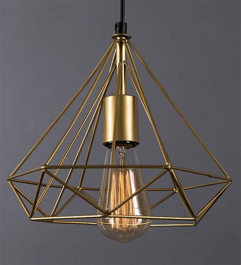 Buy Gold Metal Single Hanging Lights By Homesake Online Geometric