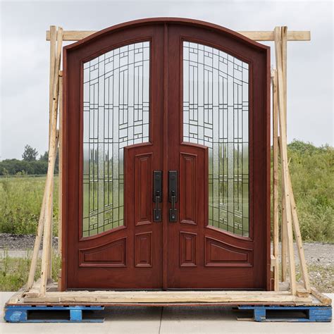 Mahogany Arched Top Double Doors With 3 Point Locks