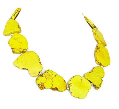 Yellow Turquoise Slab Statement Necklace By Wildflowersandgrace