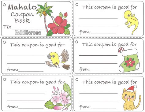 Create Your Own Coupon Book Color Keiki Heroes