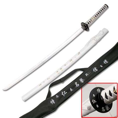 White Samurai Sword With Carry Case Unsharpened Sw 037w
