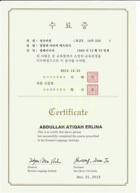 5 Korean Language Institute Certificate