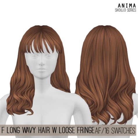 Female Long Wavy Hair W Loose Fringe For The Sims 4 By Anima