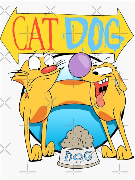 Sticker Chat Chien Film Drôle Catdog Dessin Animé Mignon Par