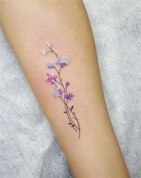 Watercolor Violet Flower Tattoos Small Flower Tattoos Dainty Tattoos
