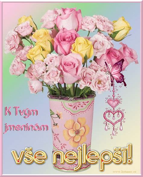 Přání K Svátku 027 Animace Floral Wreath Floral Poster