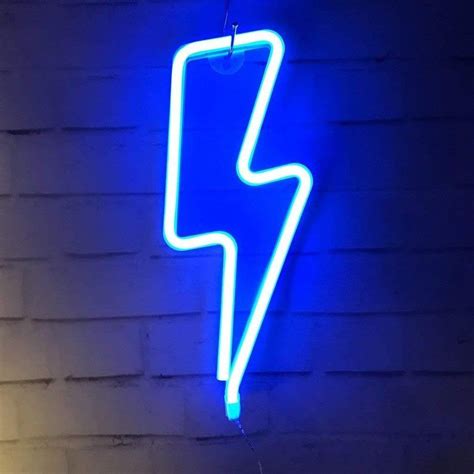Awesome Blue Bolt Lightning Neon Sign Led Night Light Etsy Blue
