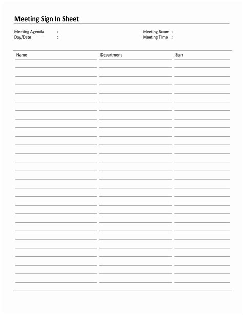 Printable Safety Meeting Sign In Sheet