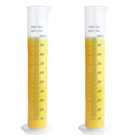 Akolafe 2 Pack 1000ml Plastic Graduated Cylinder Transparent Measuring