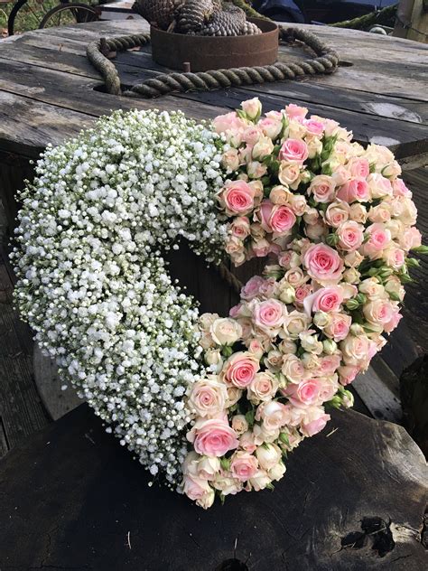 Pretty Rose Heart Flower Tribute Bespoke Funeral Flowers