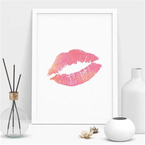 Pink Lips Watercolour Print By The Motivated Type