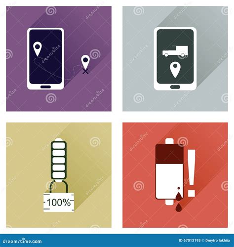 Concept Of Flat Icons With Long Shadow Mobile Applications Stock Vector