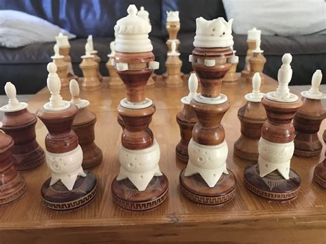 Antique Hand Carved Wood And Ivory Chess Set Collectors Weekly