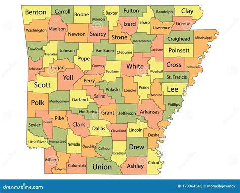 Arkansas County Map Stock Photography 184602866