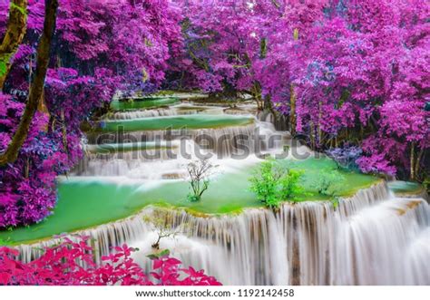 Waterfall Deep Rainforest Beautiful Autumnhuay Mae Stock Photo