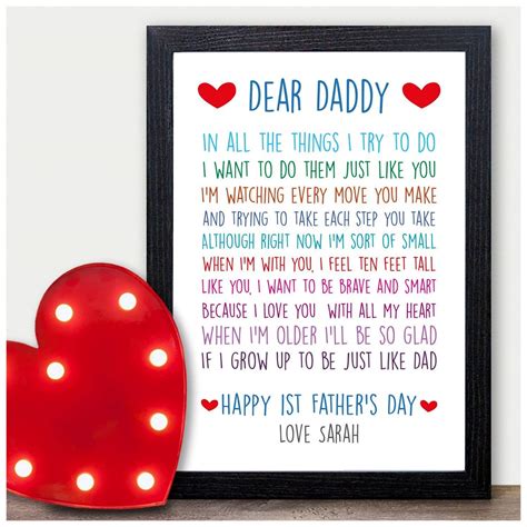 Dear Daddy Poem Personalised 1st First Fathers Day Ts From Baby