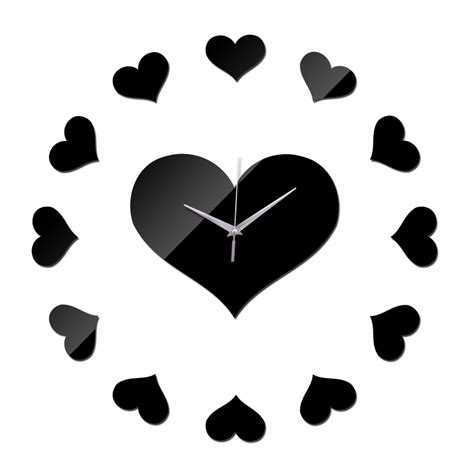New Design Single Face Quartz Wall Clock Heart Shaped Dial Fashion Heart Hearts Shape Decoration