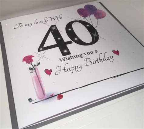 Large 40th Birthday Card Wife 40th Birthday Card For Wife Uk 40th