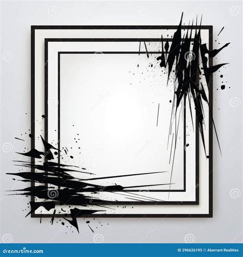 A Square Frame With Black Paint Splatters On It Stock Illustration