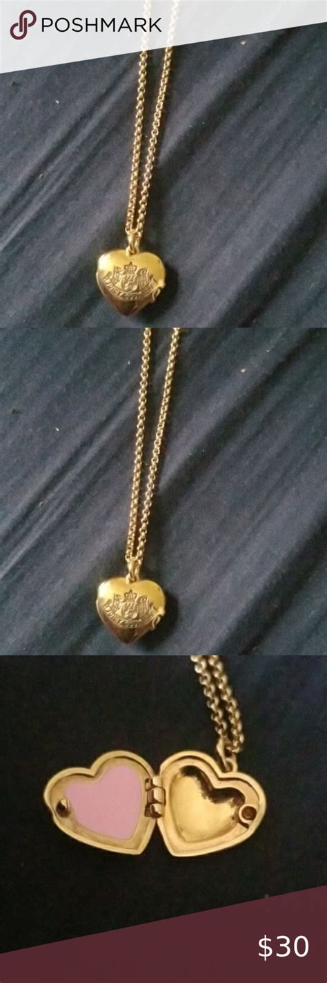 Juicy Couture Lockett Gold Tone Heart Locket Opens Up With Chain Juicy