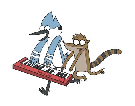 Mordecai And Rigby The Power White Background By Sketchedjdii On