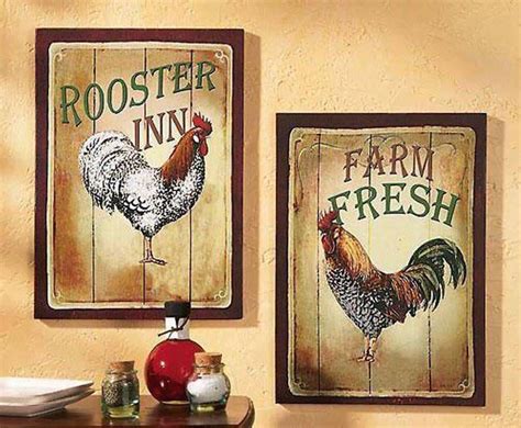 Rural Rustic Decorations For Kitchens Rooster Kitchen Decor Rooster