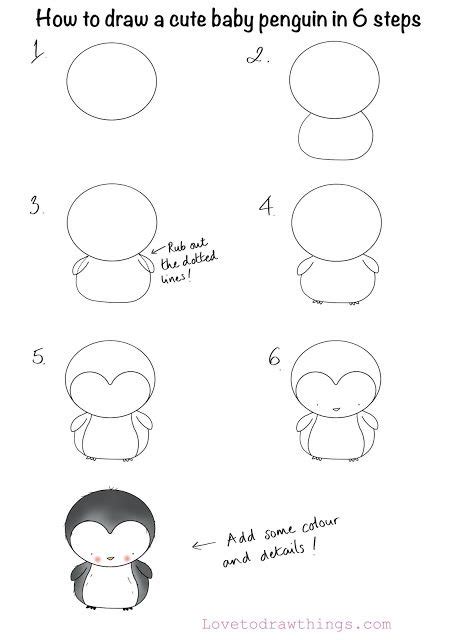How To Draw A Cute Baby Penguin In 6 Steps Easy Doodle Art Easy
