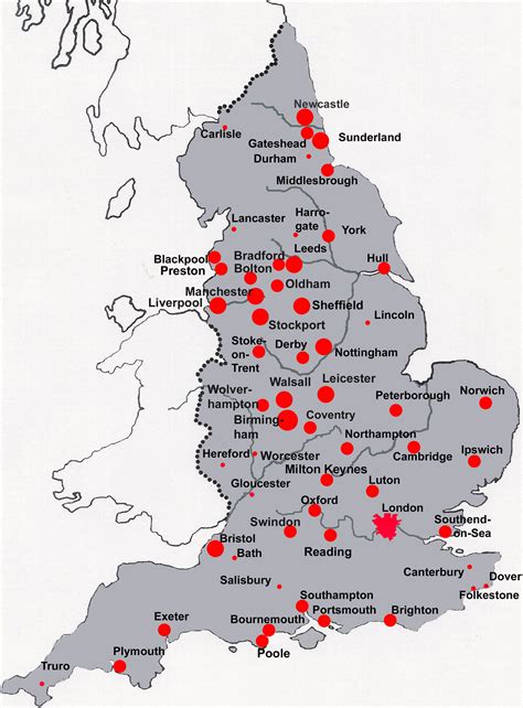 England Cities Map