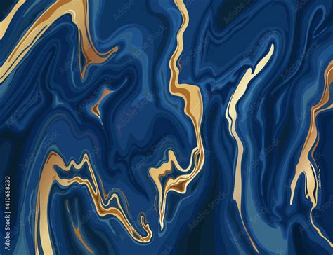 Marbled Blue And Gold Abstract Background Texture Indigo Realistic