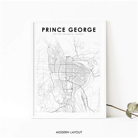 Prince George Bc Map Print British Columbia Canada Map Art Etsy Uk