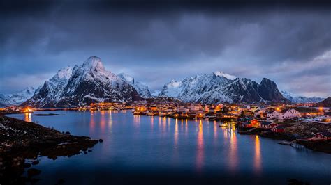 ロフォーテン諸島ノルウェーヨーロッパの冬の朝の光の風景のデスクトップのhdの壁紙は Pcタブレットとモバイル3840×2160用 Hd