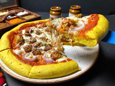 Butter Chicken Pizza With Indian Spiced Crust Tempting Treat