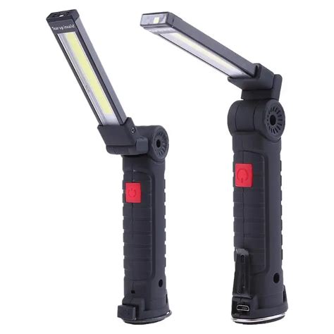 Portable Folding Cob Flashlight Torch Usb Rechargeable Led Work Light