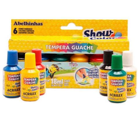 Tinta Guache Show Color 6 Cores Acrilex Papelaria Inova