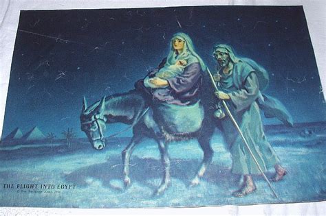 1941 The Flight Into Egypt Vintage Lithograph Print Mary Joseph And