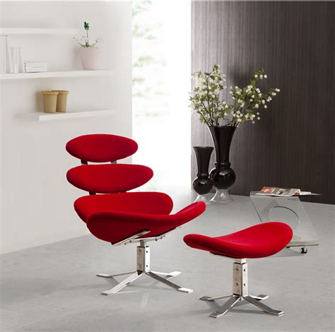 This set is great for any room, especially your living room.noble. Modern Red Petal Lounge Chair with Ottoman | Zin Home