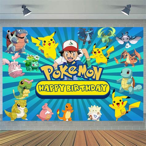 Pokemon Backdrop For Birthday Party Happy Birthday Backdrop Etsy