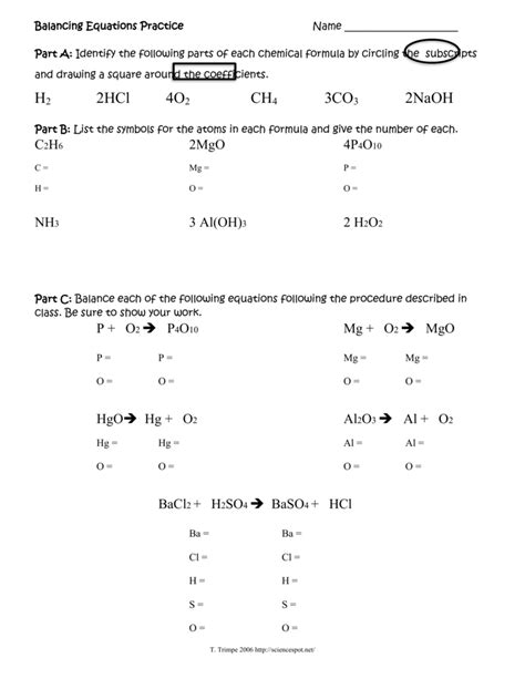 And the reagent that leads to this answer is the limiting reagent. Balancing Equations Practice Worksheet Answer Key Part C ...
