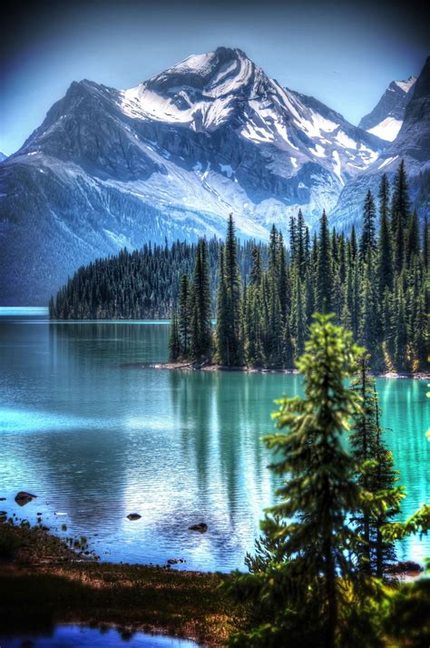 Near Spirit Island On Maligne Lake In Jasper National Park Alberta