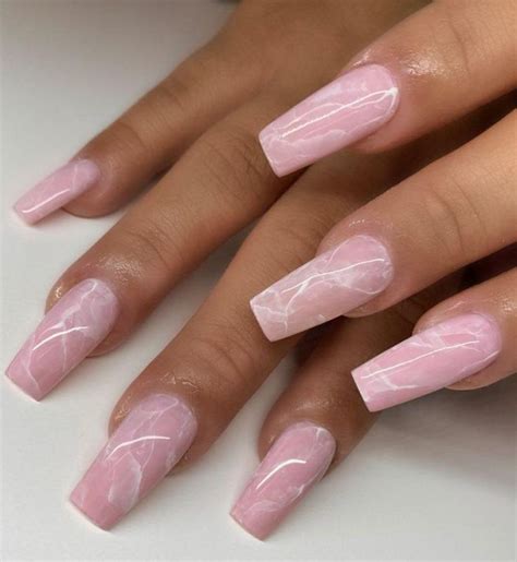 55 Trendy Pink Marble Nails You Will Love Pink Acrylic Nails Long