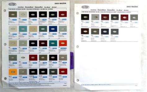 Purchase 2003 Mazda Dupont Color Paint Chip Chart All Models In Great