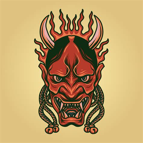 Collect your free reusable face mask from may 26 onwards. Scary Oni Mask 1227320 - Download Free Vectors, Clipart ...