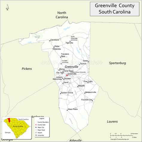 Map Of Greenville County South Carolina Where Is Located Cities
