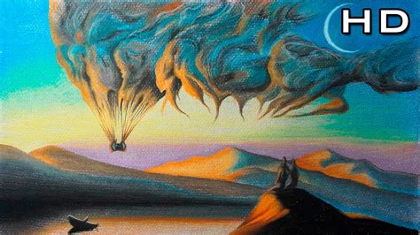 Cómo dibujar con cuadrícula es un tutorial para aprender a dibujar. Dibujo de un Hermoso Paisaje Surrealista Con Lápices ...