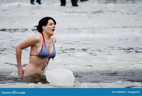 Swimming In The Ice Hole Editorial Photo Image Of Female Free