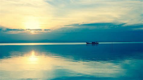 Wallpaper Sunlight Sunset Sea Bay Lake Reflection Sky Vehicle