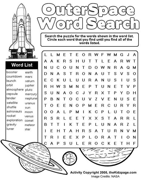 If you have questions about the printables and the printing process, be sure to visit my faq page. Outer Space Word Search Activity Sheet - Free Coloring ...