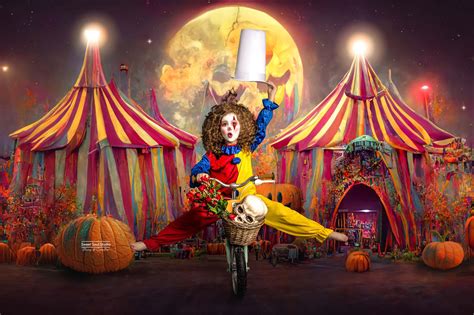 Spooky Circus Tents Photography Backdrop Halloween Pumpkins Haunted