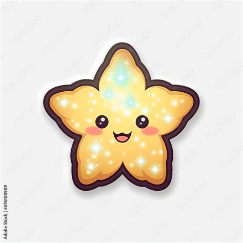 Christmas Star Emoji Sticker Gold Cartoon Star Emoji Bioluminescent Christmas Star A